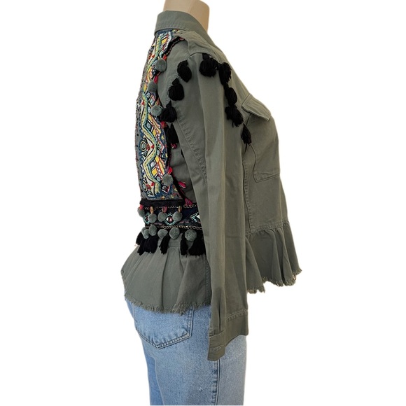 Zara army green embroidered jacket - Picture 8 of 12